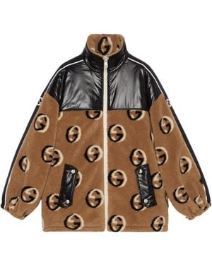 Gucci GG Wool Fleece Jacquard Zip Jacket - Brown