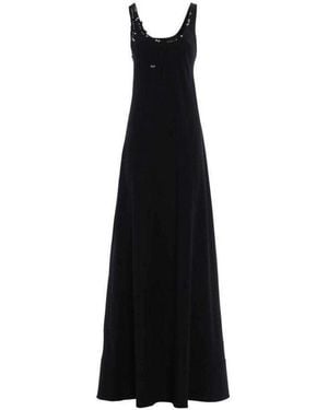 Rabanne Crepe Satin Long Dress - Black