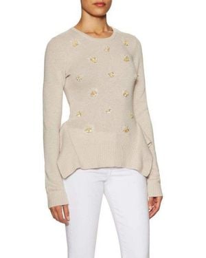 BCBGMAXAZRIA Loretta Beaded Cashmere Blend Pullover - White