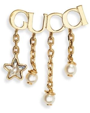 Gucci Script Logo Stud Single Earring - White