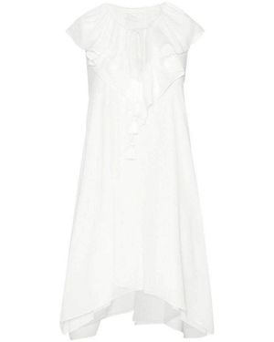 Chloé Fine Sheer Crepe Dress - White