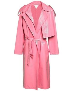 Bottega Veneta Convertible Crinkled Glossed-leather Trench Coat - Pink