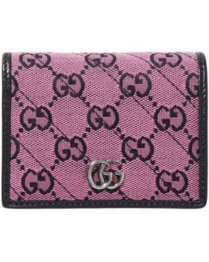 Gucci Pink Gg Marmont Multicolour Wallet - Purple