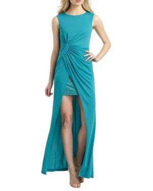 BCBGMAXAZRIA Ariel Draped Long Stud Detail Gown - Blue
