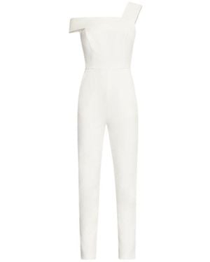 BCBGMAXAZRIA White Haida One-shoulder Jumpsuit