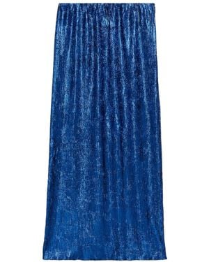 Gucci Shiny Blue Crinkled Lurex Midi Skirt