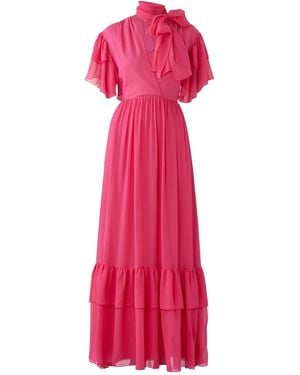 Gucci Pink Ruffle Silk Georgette Maxi Dress