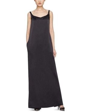 Nina Ricci Sleeveless Black Satin Maxi Gown - Blue