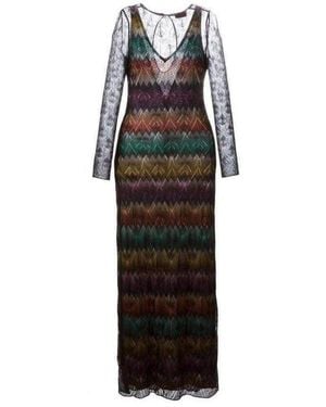 Missoni Zig Zag Crochet Sheer Dress It 42 (us 6) - Black