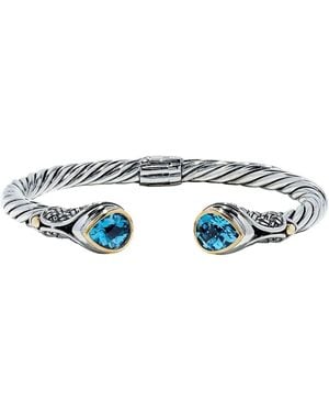 Effy 925 Sterling Silver & 18k Gold Blue Accented Topaz Bangle, 5.20 Tcw