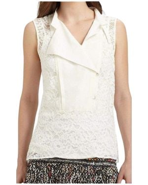 BCBGMAXAZRIA Layne Sleeveless Lace Top - White