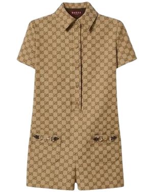 Gucci Original GG Canvas Horsebit Jumpsuit - Brown