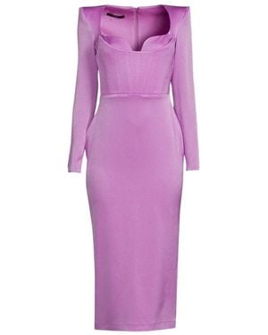 Alex Perry Blythe Satin Crepe Corset Dress - Purple