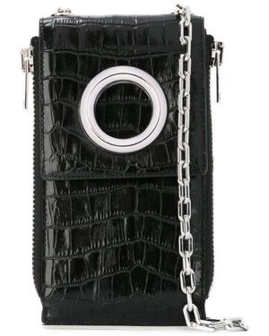 Alexander Wang Black Shoulder Wallet Crocodile Embossed Leather