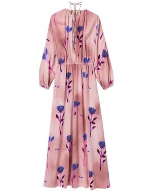 Gucci Crepe De Chine Floral Silk Dress - Pink