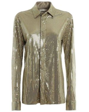 Bottega Veneta Sequined Button Front Shirt - Green