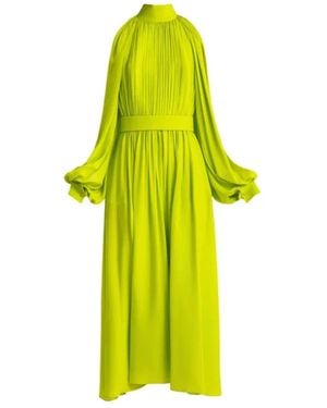 Elie Saab Lime Green Silk Dress - Yellow