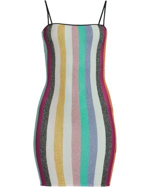 Missoni Short Sleeveless Lame Rib Knit Dress - Blue
