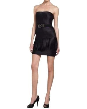 BCBGMAXAZRIA Navy Eliot Strapless Fringe Dress - Black