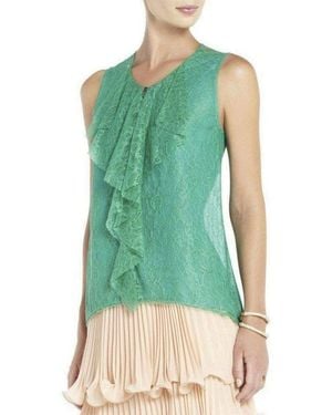BCBGMAXAZRIA Steacy Sheer Lace Top - Green