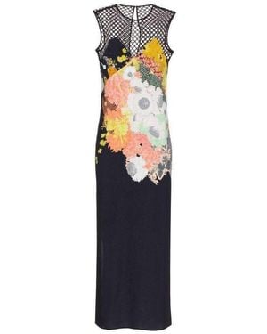 Dries Van Noten Mesh-yoke Maxi Dress - Black