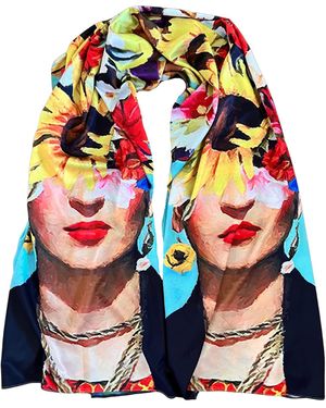 Cult Moda Double Sided Silk Shawl - Orange