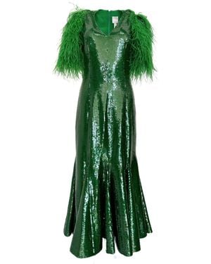 Huishan Zhang Emerald Sequin Midi Dress - Green