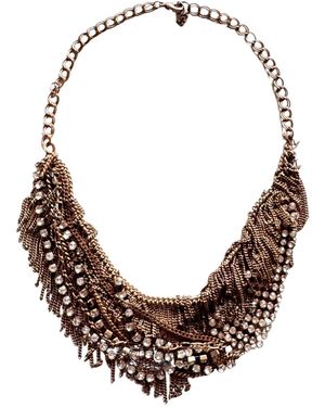 BCBGMAXAZRIA Crystal-embellished Chain Fringe Statement Necklace - Metallic