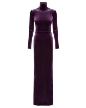 Alex Perry Tierney Velvet Column Gown - Purple