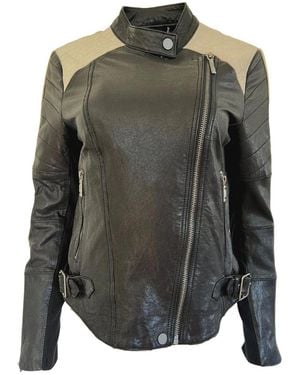 BCBGMAXAZRIA Moto Leather Jacket - Grey