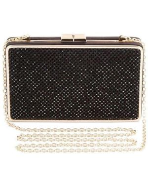 BCBGMAXAZRIA Sonia Black Crystal Mesh Satin Frame Clutch