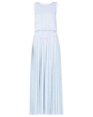 BCBGMAXAZRIA Jenine High Split Pleated Skirt Maxi Dress - Blue