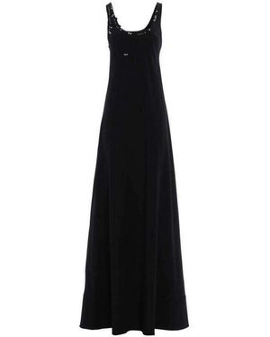 Rabanne Crepe Satin Long Dress - Black