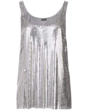 Rabanne Silver Asymmetric Metal Mesh Top - Multicolour