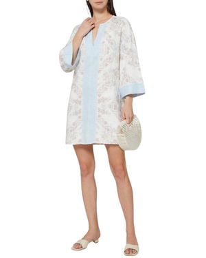 BCBGMAXAZRIA Contrast Trim Floral Print Tunic Dress - White