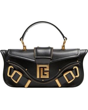 Balmain Blaze Small Leather Shoulder Bag - Black
