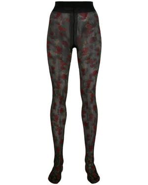 Gucci Black Strawberry Logo Horse-bit Tights