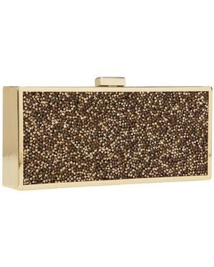 BCBGMAXAZRIA Gold Ariana Rock Crystal Hard Clutch - Metallic