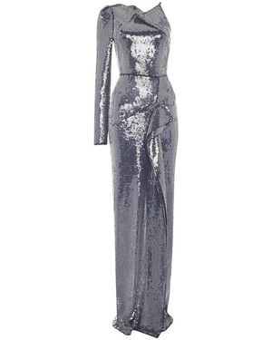 Roland Mouret Delamere One-shoulder Sequin Gown - Gray