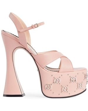 Gucci Leather Platform Sandals 155 - Pink
