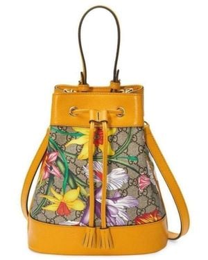 Gucci Ophidia Flora Pattern Backpack - Yellow