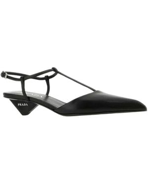 Prada Leather Slingback Court Shoes - Black