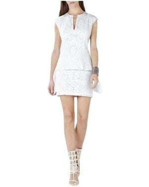 BCBGMAXAZRIA Isabel Draped Side Peplum Dress - White