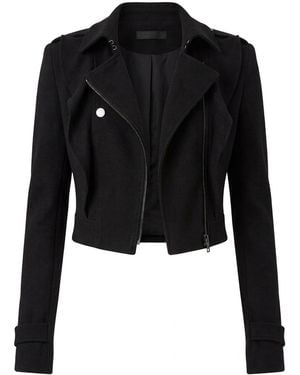 BCBGMAXAZRIA Black Fay Ruffled Military Jacket