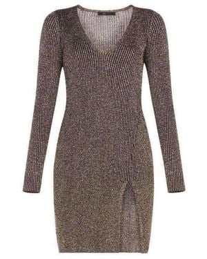 BCBGMAXAZRIA Macki Metallic V-neck Tunic Dress - Multicolour