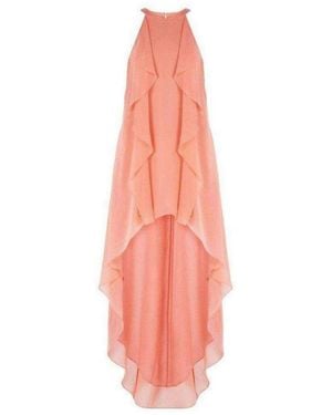 BCBGMAXAZRIA Kelsia Cascade Ruffle Halter Dress - Pink