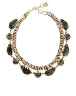 BCBGMAXAZRIA Gold Green Natural Stone Collar Necklace - Metallic