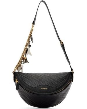 Balenciaga Leather Souvenir Belt Bag Regular - Black