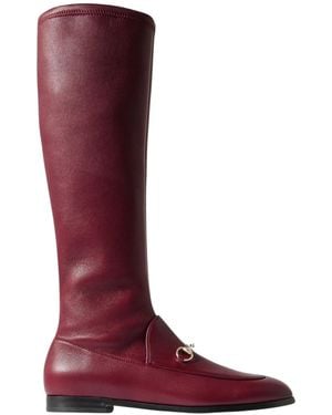 Gucci Jordaan Burgundy Leather Knee-high Boots - Red