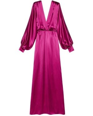 Gucci Draped Silk-blend Satin Gown Dress - Purple
